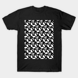 Black and white leaves pattern T-Shirt